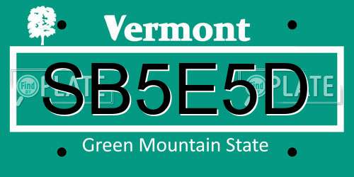 SB5E5D Vermont License Plate