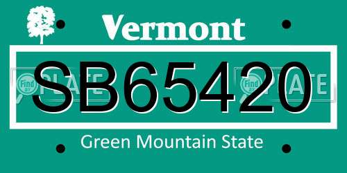 SB65420 Vermont License Plate