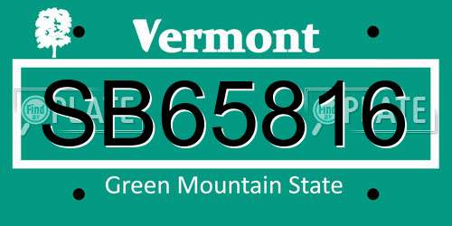 SB65816 Vermont License Plate