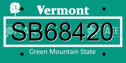 SB68420 Vermont License Plate