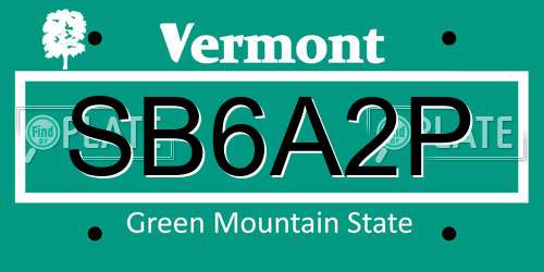 SB6A2P Vermont License Plate
