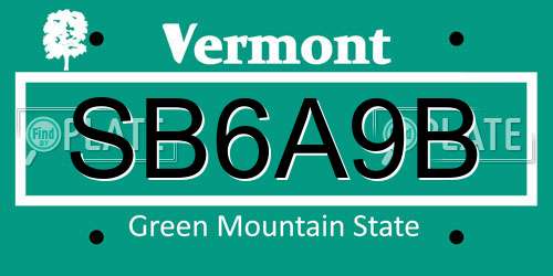 SB6A9B Vermont License Plate