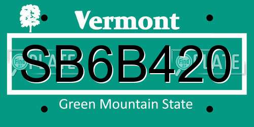 SB6B420 Vermont License Plate