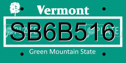 SB6B516 Vermont License Plate