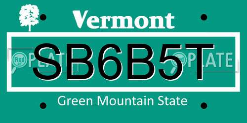 SB6B5T Vermont License Plate