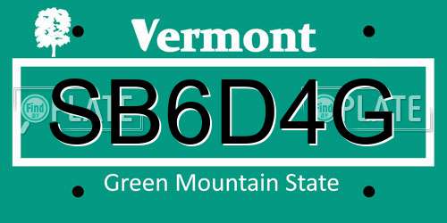 SB6D4G Vermont License Plate