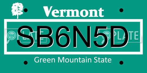 SB6N5D Vermont License Plate