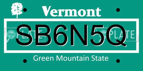 SB6N5Q Vermont License Plate