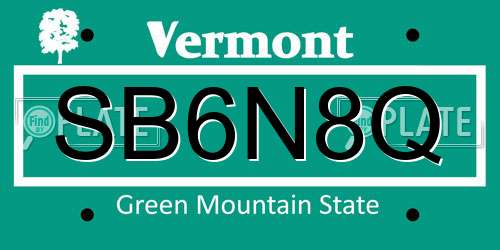 SB6N8Q Vermont License Plate