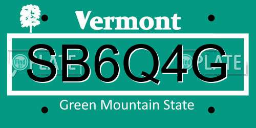SB6Q4G Vermont License Plate