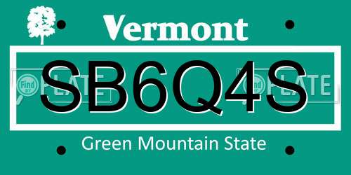SB6Q4S Vermont License Plate