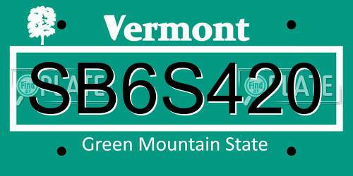 SB6S420 Vermont License Plate