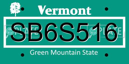 SB6S516 Vermont License Plate