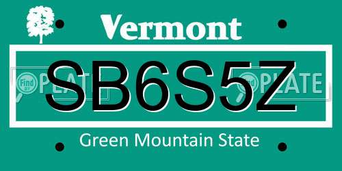 SB6S5Z Vermont License Plate