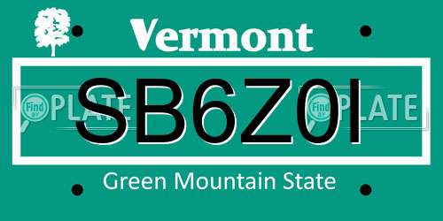 SB6Z0I Vermont License Plate