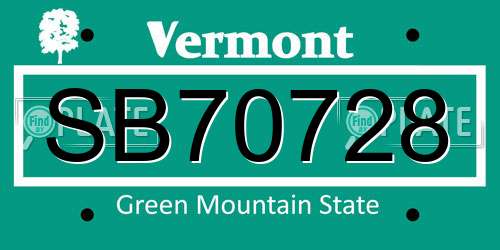 SB70728 Vermont License Plate