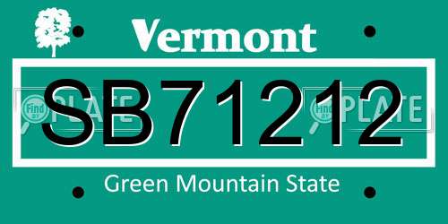 SB71212 Vermont License Plate