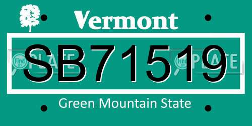 SB71519 Vermont License Plate
