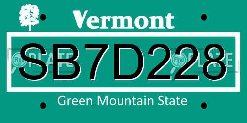 SB7D228 Vermont License Plate