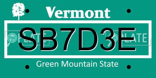 SB7D3E Vermont License Plate