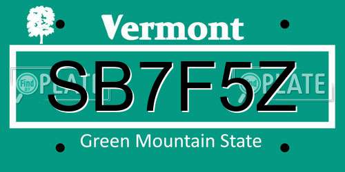 SB7F5Z Vermont License Plate