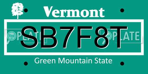 SB7F8T Vermont License Plate