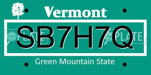 SB7H7Q Vermont License Plate