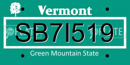 SB7I519 Vermont License Plate