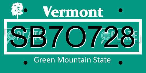 SB7O728 Vermont License Plate
