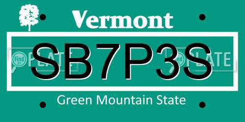 SB7P3S Vermont License Plate