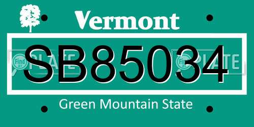 SB85034 Vermont License Plate