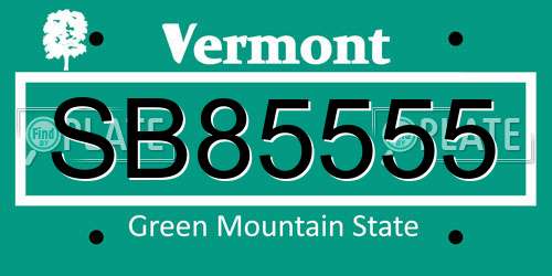 SB85555 Vermont License Plate