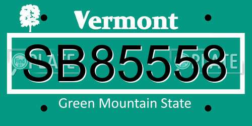 SB85558 Vermont License Plate