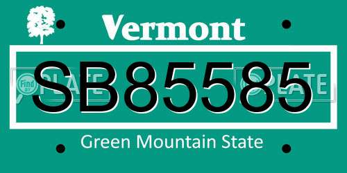 SB85585 Vermont License Plate