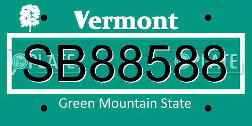 SB88588 Vermont License Plate