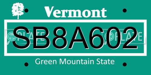 SB8A602 Vermont License Plate