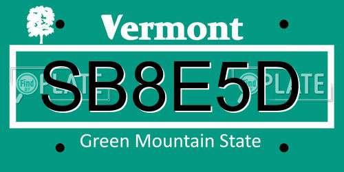 SB8E5D Vermont License Plate