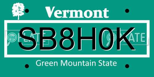 SB8H0K Vermont License Plate