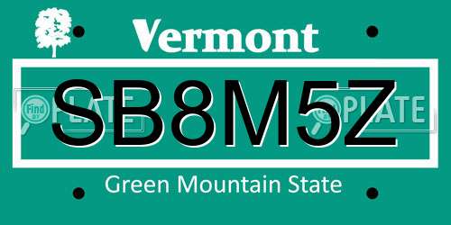 SB8M5Z Vermont License Plate