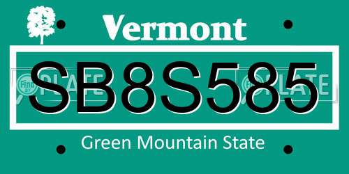 SB8S585 Vermont License Plate