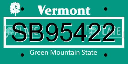 SB95422 Vermont License Plate