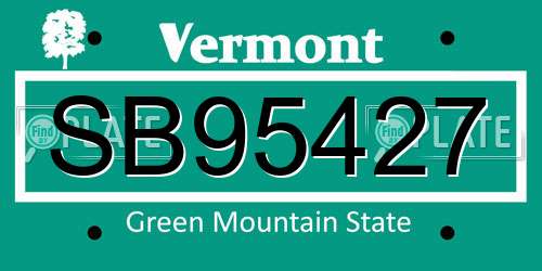 SB95427 Vermont License Plate