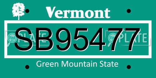 SB95477 Vermont License Plate