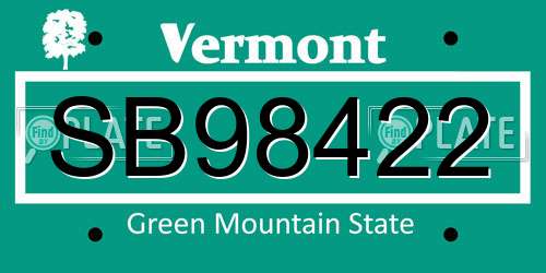 SB98422 Vermont License Plate