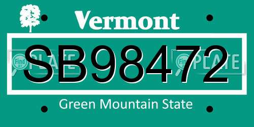 SB98472 Vermont License Plate