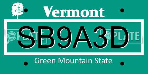 SB9A3D Vermont License Plate