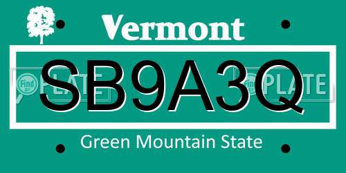 SB9A3Q Vermont License Plate