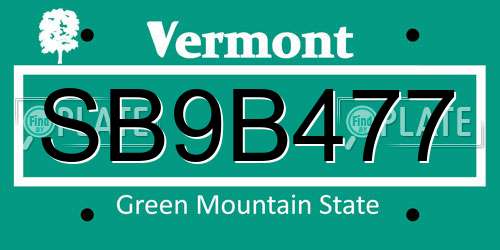 SB9B477 Vermont License Plate