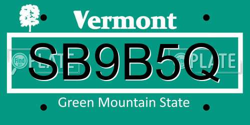 SB9B5Q Vermont License Plate