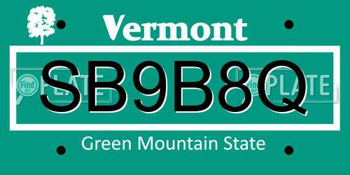 SB9B8Q Vermont License Plate